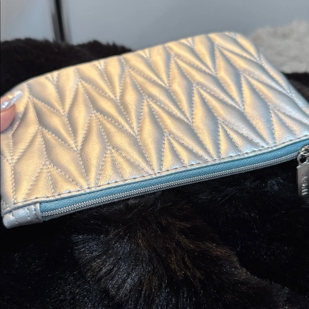 Ipsy Silver Quilted Glam Cosmetic Pouch Bag